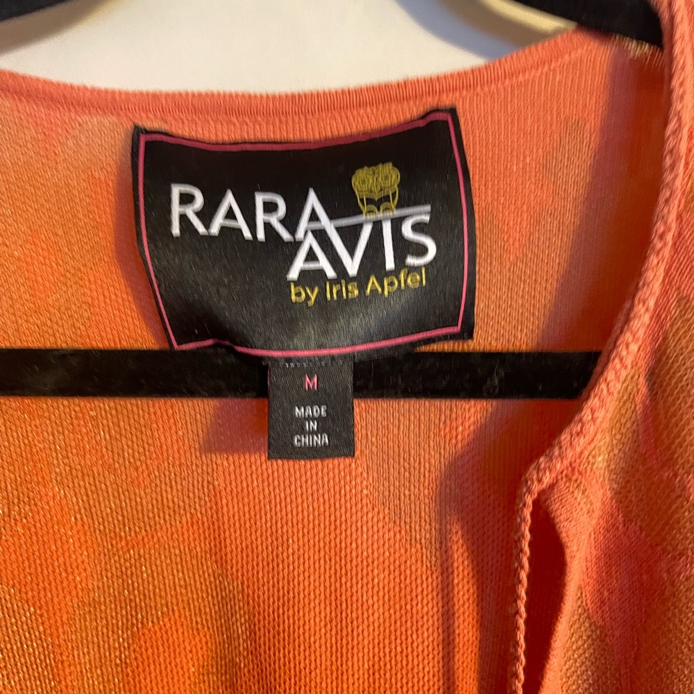 Rara Avis by Iris Apfel Orange Open Cardigan Duster with Tassels Ties  sz M - Picture 3 of 4